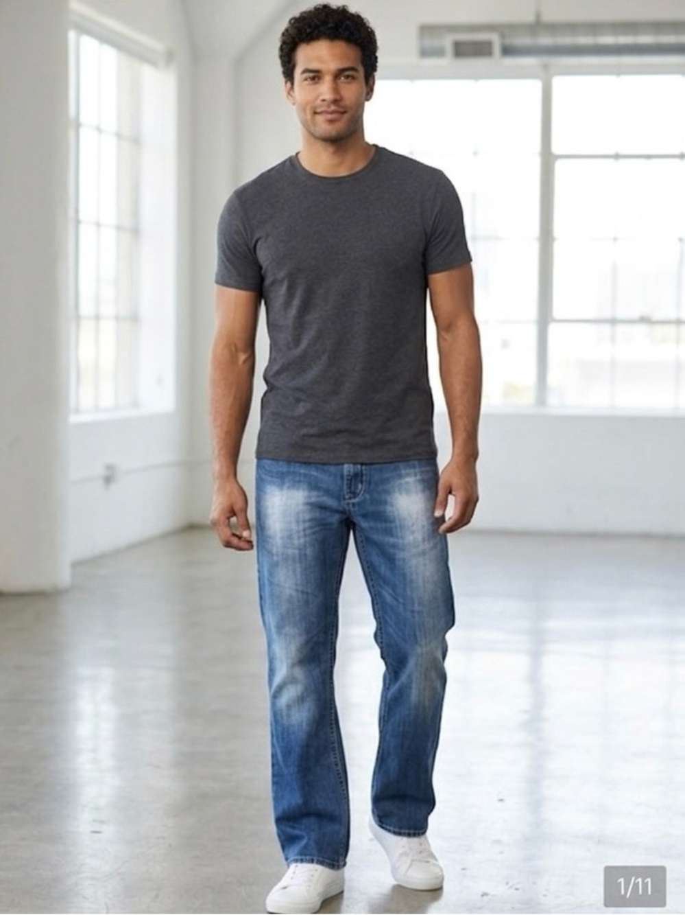 Helix Men’s Blue Bootcut Jeans with Faded Detailing Size 32x30